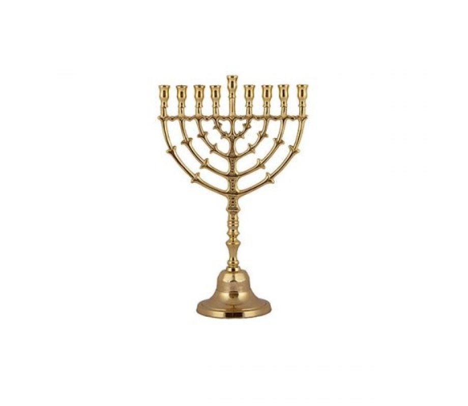 Bronze Color Classic Chanukah Menorah, Leaf Design at 9.8