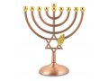 Bronze Color Hanukkah Menorah with Leaf and Star of David - 7 Inches