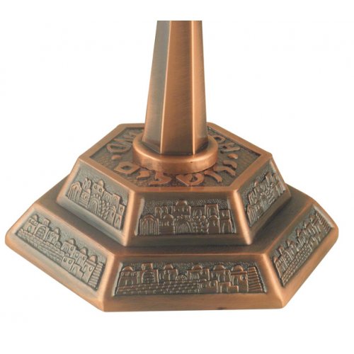 Bronze Seven Branch Menorah, Jerusalem Images - Choice: 5.3 or 8.6 Height