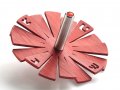 Brushed Aluminum Hanukkah Dreidel, Flying Petals Design, Red - Adi Sidler