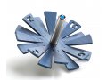 Brushed Aluminum Hanukkah Dreidel with Flying Petals Design, Blue - Adi Sidler