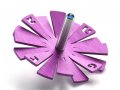 Brushed Aluminum Hanukkah Dreidel with Flying Petals Design, Purple - Adi Sidler