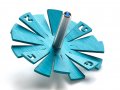 Brushed Aluminum Hanukkah Dreidel with Flying Petals Design, Turquoise - Adi Sidler