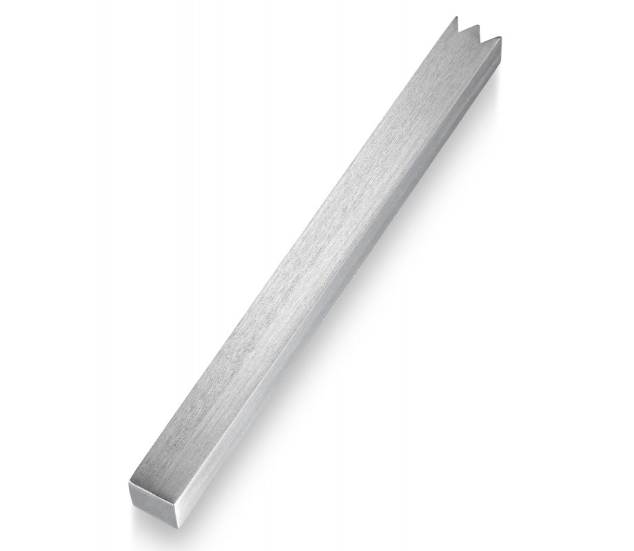 Brushed Aluminum Mezuzah Case with a Crown-Shin Cut, Silver - Adi Sidler