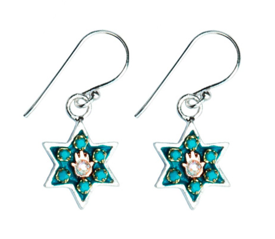 Center Hamsa Magen David Earrings - Ester Shahaf