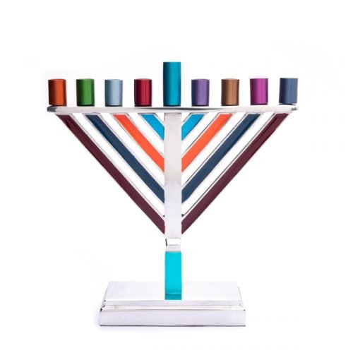 Chabad Hanukah Menorah in Multicolor, 7 Inches High - Yair Emanuel