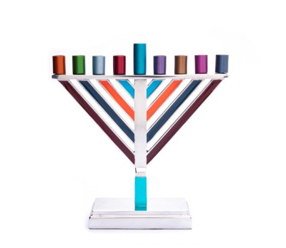 Chabad Hanukah Menorah in Multicolor, 7 Inches High - Yair Emanuel