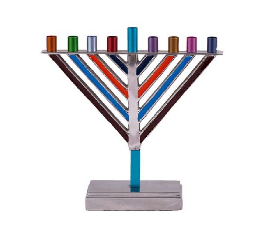 Chabad Hanukkah Menorah in Multicolor, 8.5 Inches High - Yair Emanuel