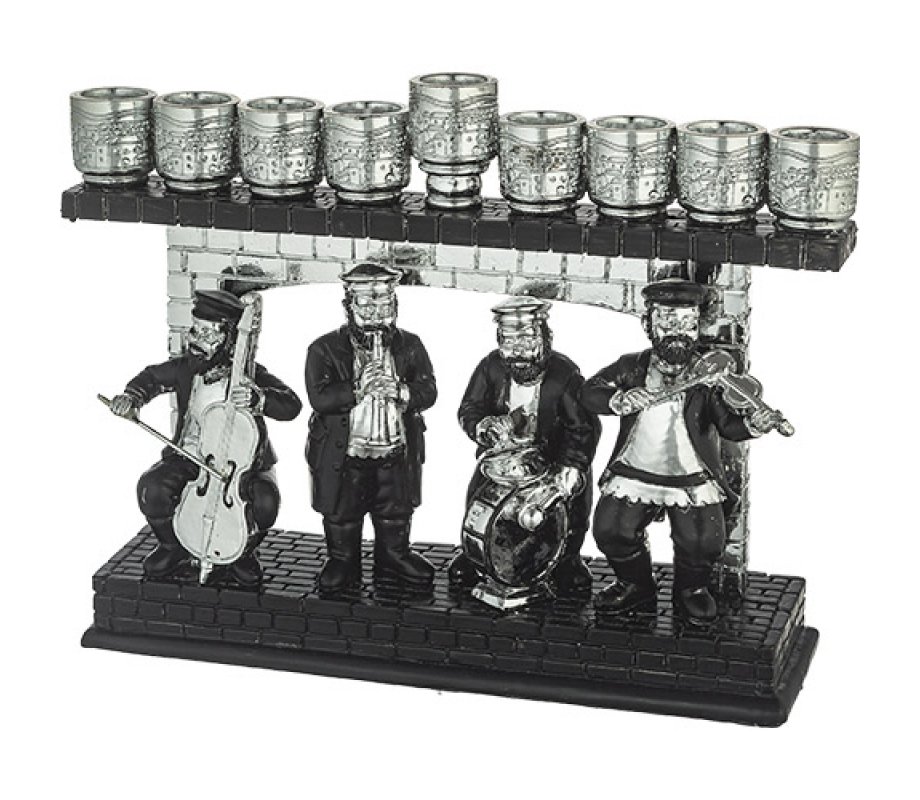 Chanukah Menorah with Chassidic Figures Design