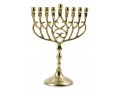 Chanukah Menorah in Brass with Swirling Design, for Candles - 9 Inches