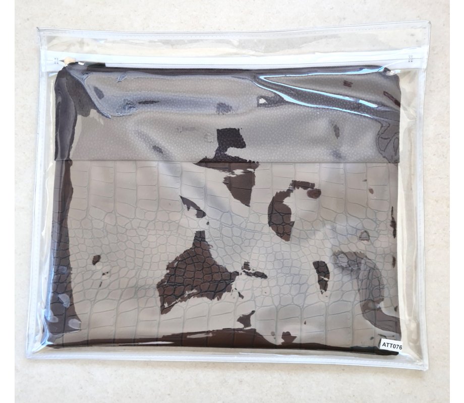 Chocolate Brown Tallit and Tefillin Bag Set, Faux Leather - Crocodile Design