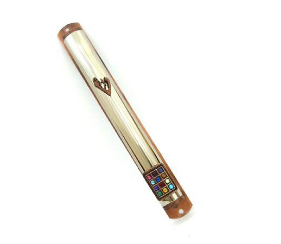 Choshen Silver Plate Mezuzah Case