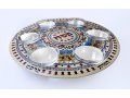 Circular Seder Plate with Six Glass Dishes, Colorful Pomegranates - Dorit Judaica