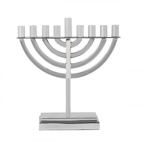 Classic Contemporary Aluminum Hanukkah Menorah in Silver - Yair Emanuel