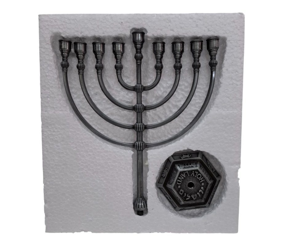 Classic Design Pewter Color Chanukah Menorah