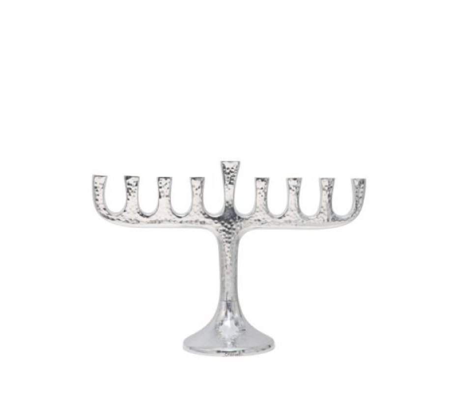 Classic Hammered Aluminum Hanukkah Menorah - Yair Emanuel