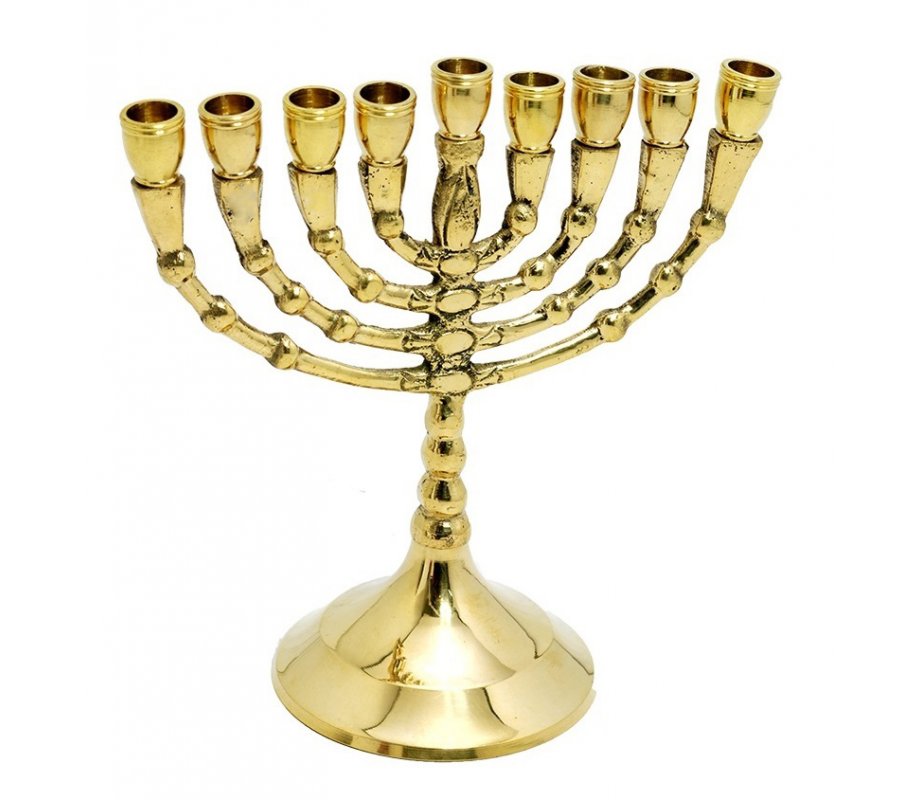 Classic Hanukkah Menorah, Decorative Branches, Small 5 Inches
