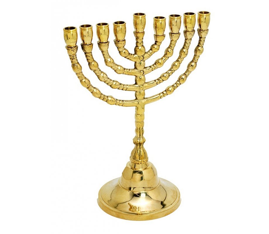Classic Hanukkah Menorah with Decorative Branches, Small - 7 Inches