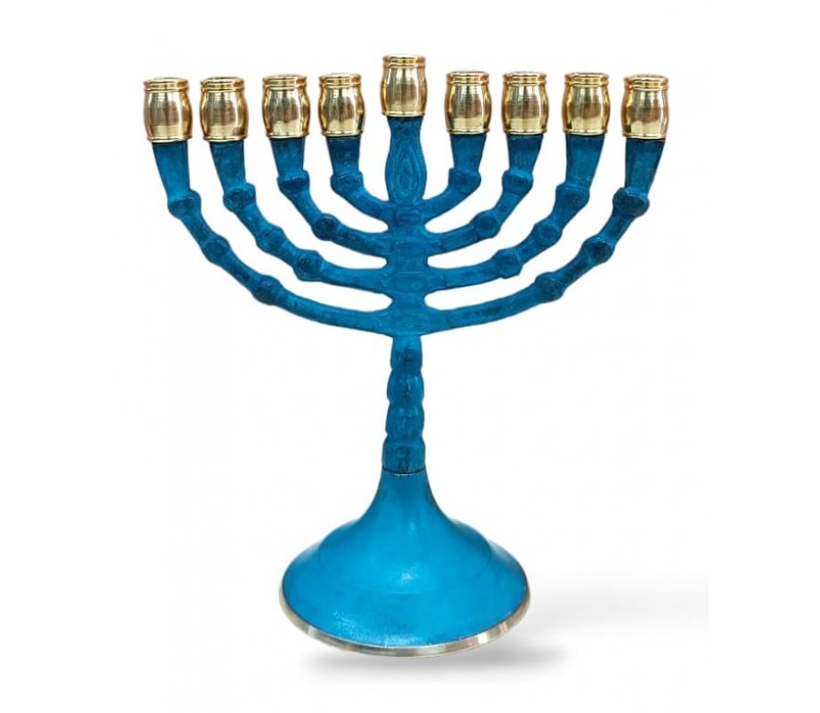 Classic Patina Hanukkah Menorah, Decorative Branches, Small 5 Inches
