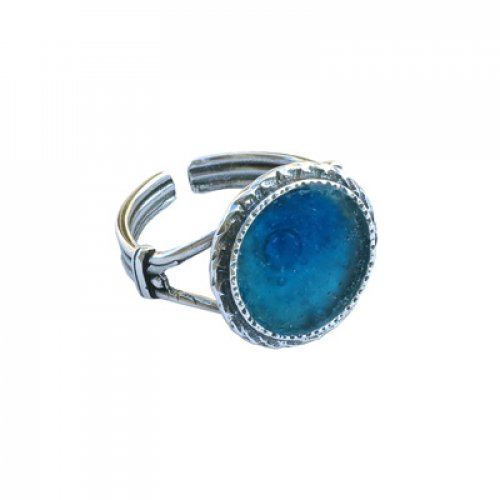 Classic Roman Glass and Silver Adjustable Ring