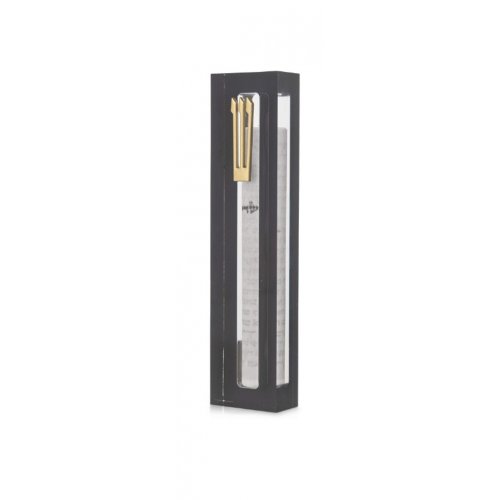 Clear Acrylic Mezuzah Case with Dark Gray Frame, Silver or Gold Shin - Dorit Judaica