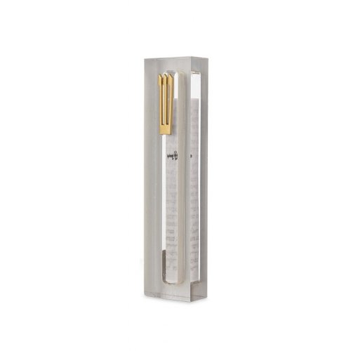 Clear Acrylic Mezuzah Case with Silver Frame, Silver or Gold Shin - Dorit Judaica