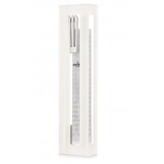 Clear Acrylic Mezuzah Case with White Frame, Silver Shin - Dorit Judaica