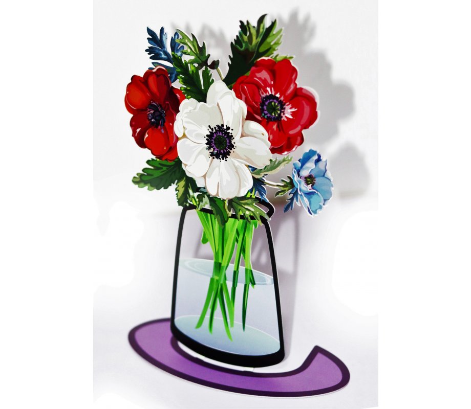 Colorful Bouquet of Anemones as a Free-Standing Sculpture - Dorit Judaica