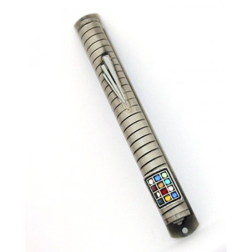 Colorful Choshen Pewter Mezuzah Case