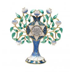Colorful Free-Standing Enamel Pomegranate Tree - Blue and Green Home Blessing