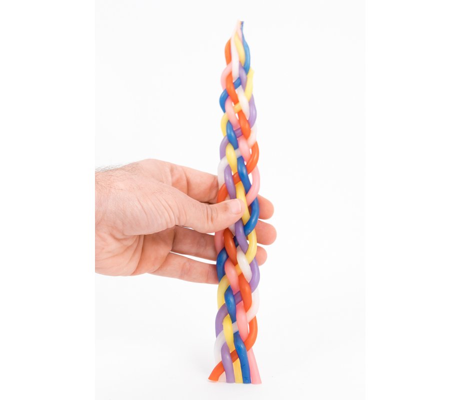 Colorful Handcrafted Braided Beeswax Havdalah Candle