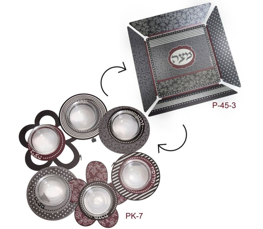 Colorful Seder Plate with Matching Matzah Holder, Flowers - Dorit Judaica