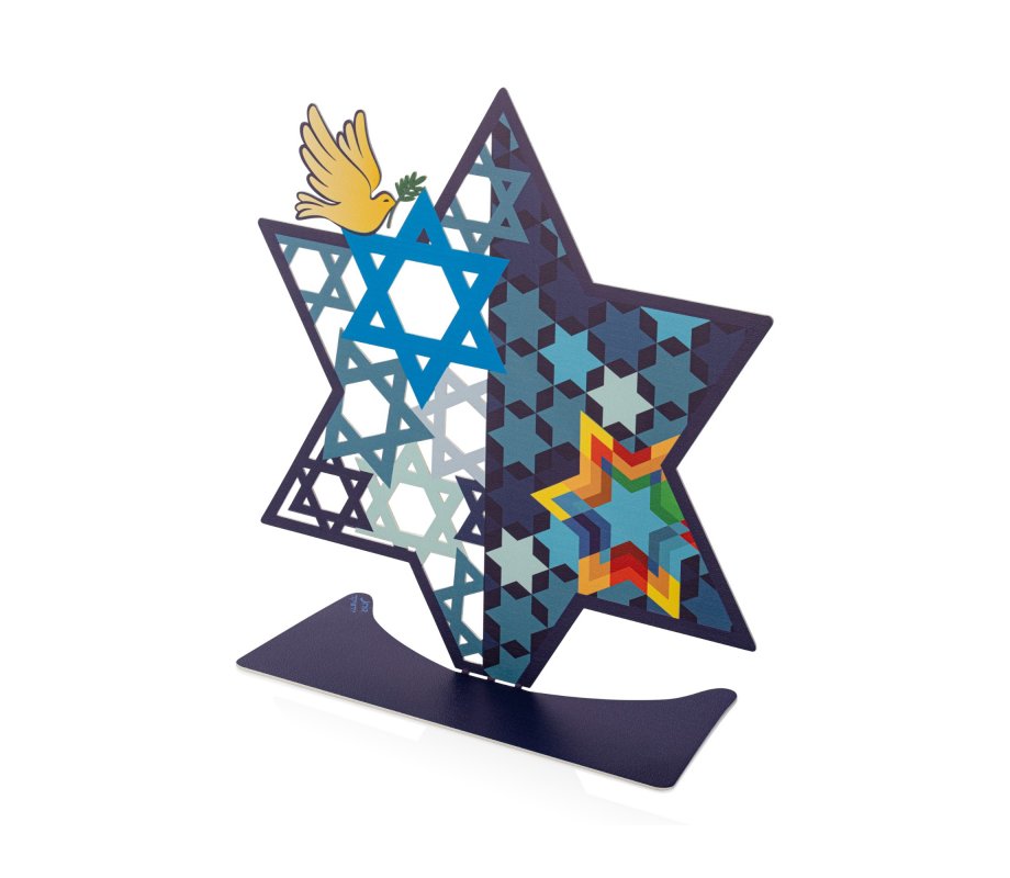 Colorful Table Sculpture, Star of David and Peace Dove - Dorit Judaica