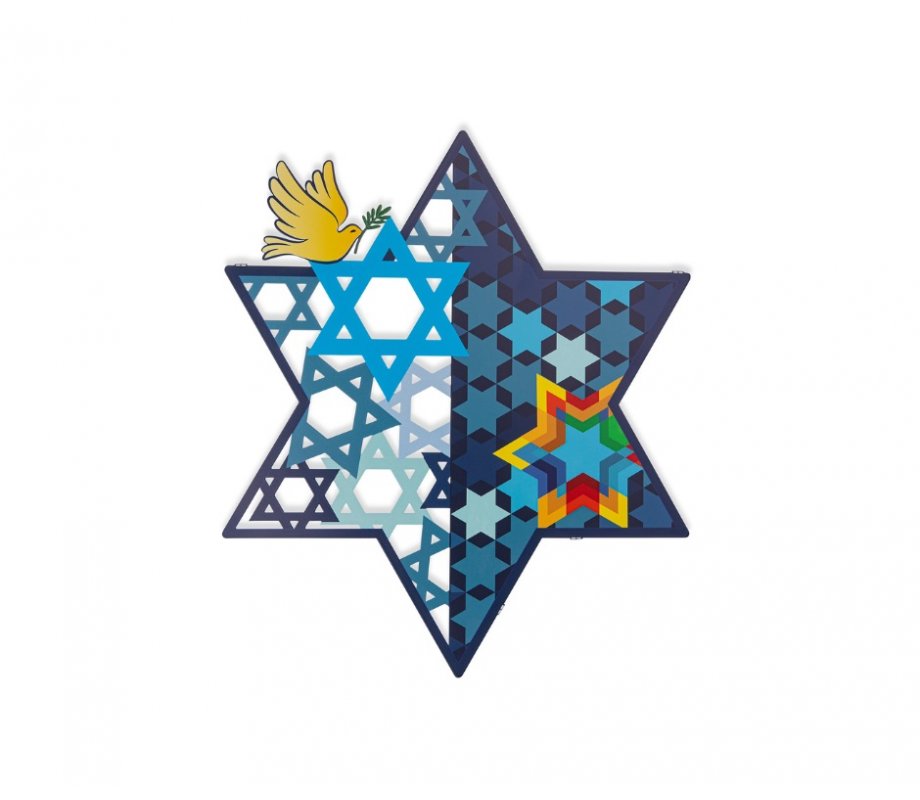 Colorful Wall Art, Star of David and Peace Dove - Dorit Judaica