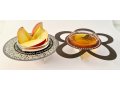 Combined Honey and Apple Dish with Glass Bowls, Floral Design - Dorit Judaica