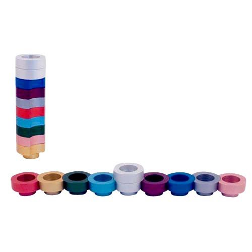 Compact Doughnut Travelling Menorah, Choice of Colors - Agayof