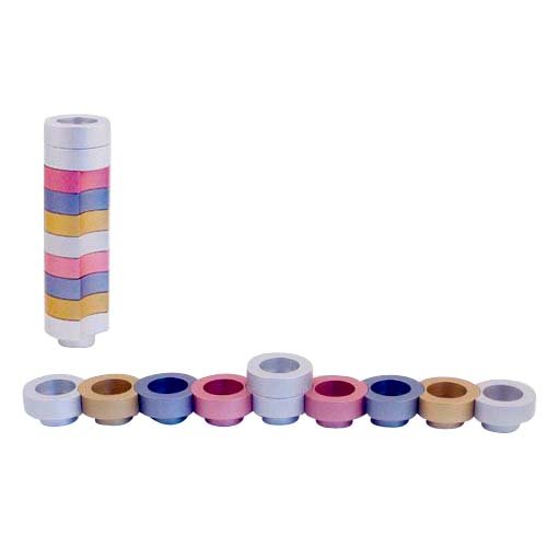 Compact Doughnut Travelling Menorah, Choice of Colors - Agayof