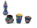 Compact Hand Painted Shabbat Candlesticks and Havdalah Set, Pomegranates - Yair Emanuel