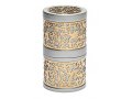 Compact Havdalah Candle and Spice Holder with Cutout Design, Silver - Yair Emanuel