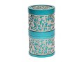 Compact Havdalah Spice Box and Candle Holder with Cutouts, Turquoise - Yair Emanuel