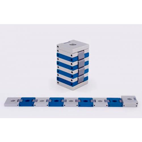 Compact Travelling Menorah in Belt Shape, Shades of Blue - Agayof