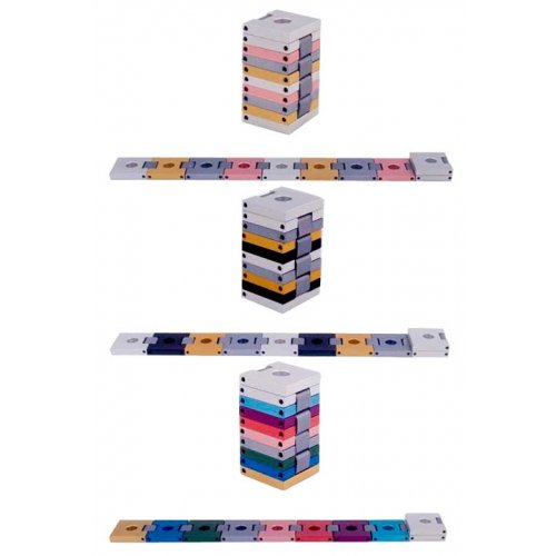 Compact Travelling Menorah with Belt Shape, Choice of Colors - Agayof