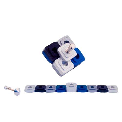 Compact Two in One Dreidel Menorah , Blue and Silver and Black Colors - Agayof