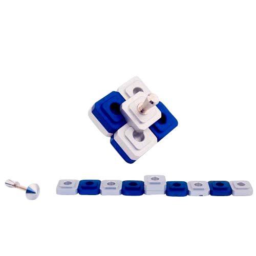 Compact Two in One Dreidel Menorah , Blue and Silver and Black Colors - Agayof