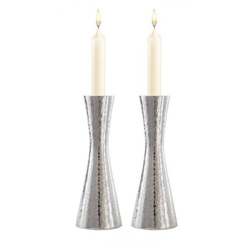 Cone Shaped Candlestick in Hammered Silver in 3 Optional Sizes - Yair Emanuel