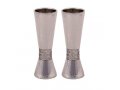 Cone Shaped Silver Candlestick with Hammered Silver Jerusalem Band - Yair Emanuel