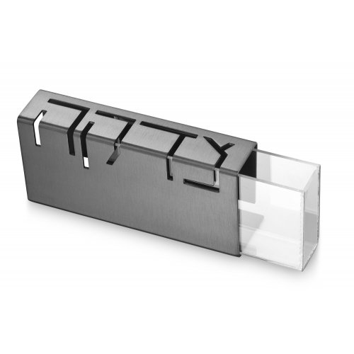 Contemporary Anodized Aluminum ChTzedakah Box, Gray - Adi Sidler