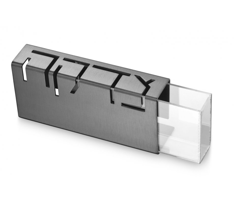 Contemporary Anodized Aluminum ChTzedakah Box, Gray - Adi Sidler
