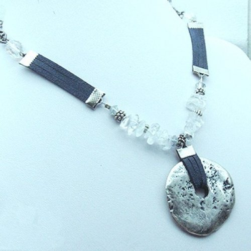 Contemporary Pewter and Bead Necklace - Edita