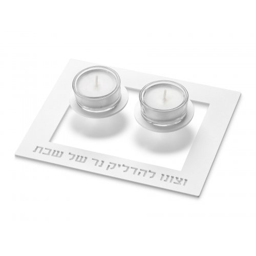 Contemporary Style Floating-in-Air Shabbat Candlesticks, White - Adi Sidler